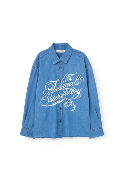 [TAO]Wolf Denim Kid Shirt - Dusty Blue