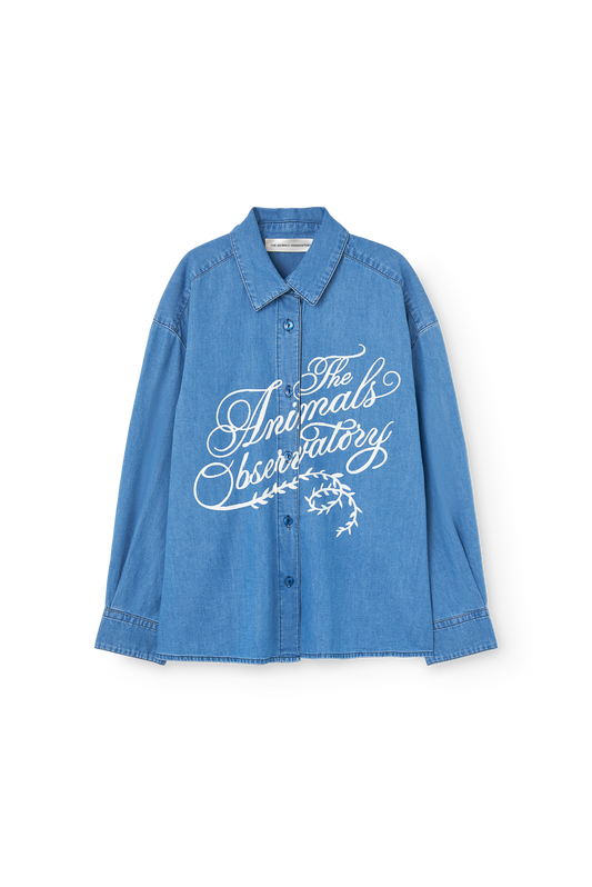 [TAO]Wolf Denim Kid Shirt - Dusty Blue