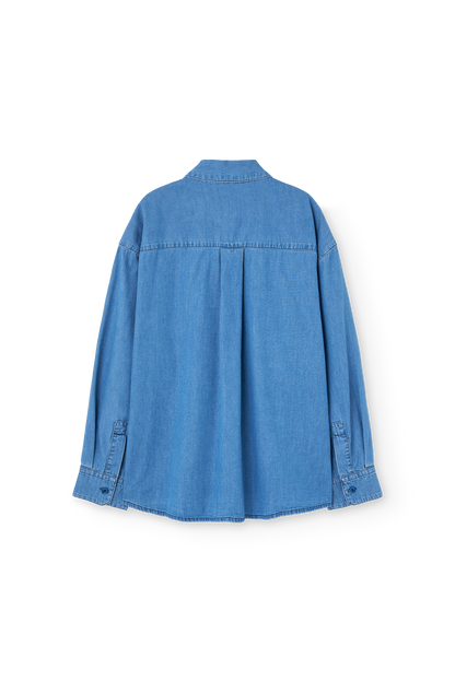 [TAO]Wolf Denim Kid Shirt - Dusty Blue