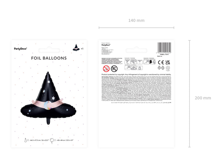 [PartyDeco]Foil balloon Witch Hat, 66,5x57,5 cm, mix