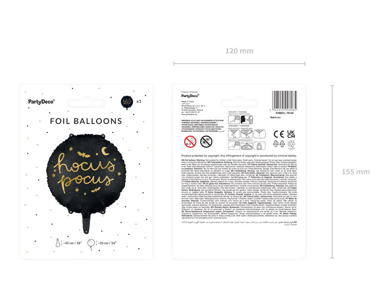 [PartyDeco]Foil Balloon Hocus Pocus, 45 cm, black