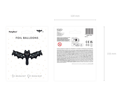 [PartyDeco]Foil balloon Bat, 40,5x13 cm, mix