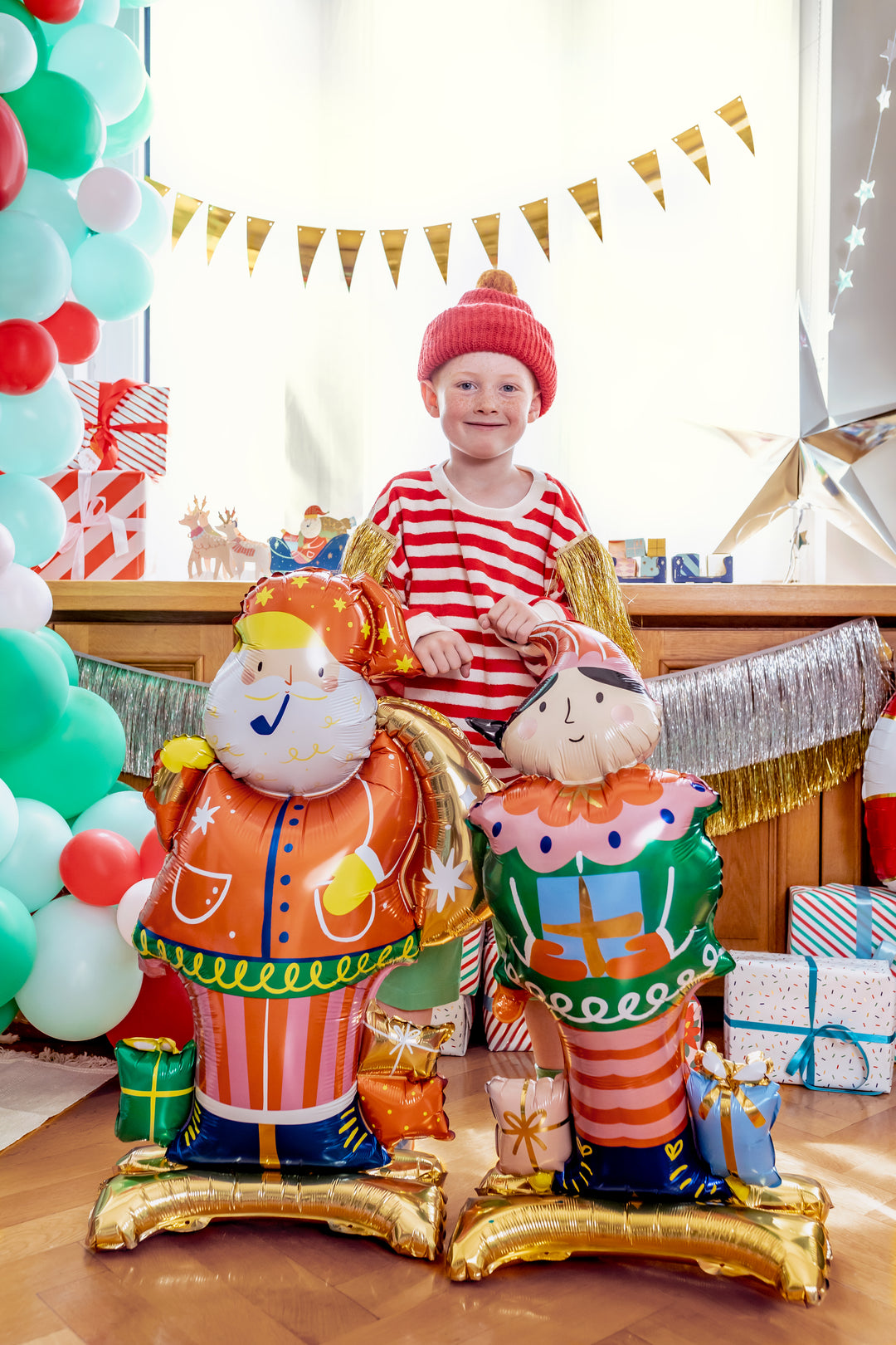 [PartyDeco]Standing Foil Balloon Santa 63x106 cm
