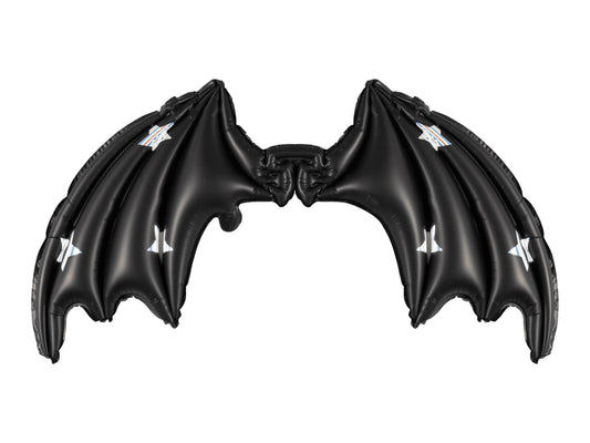[PartyDeco]Foil Balloon Bat Wings, Black Matte with Stars, 85 x 50 cm