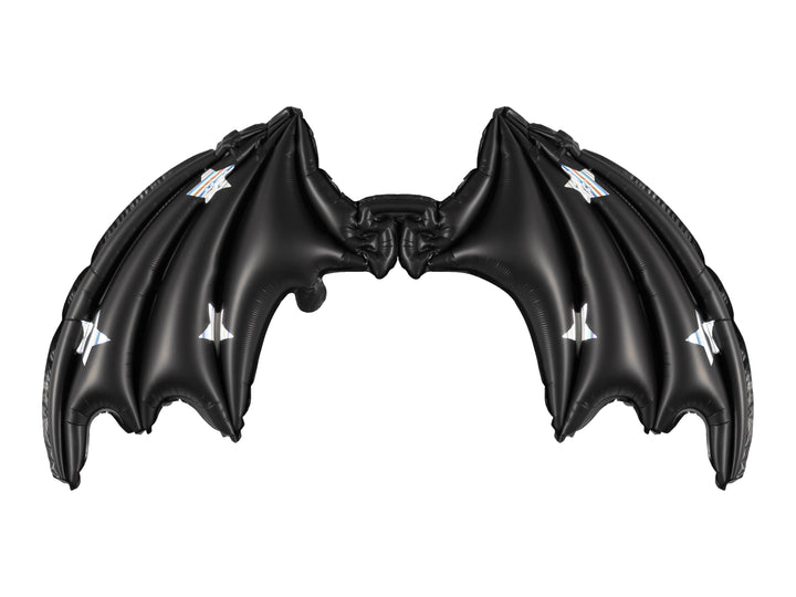 [PartyDeco]Foil Balloon Bat Wings, Black Matte with Stars, 85 x 50 cm