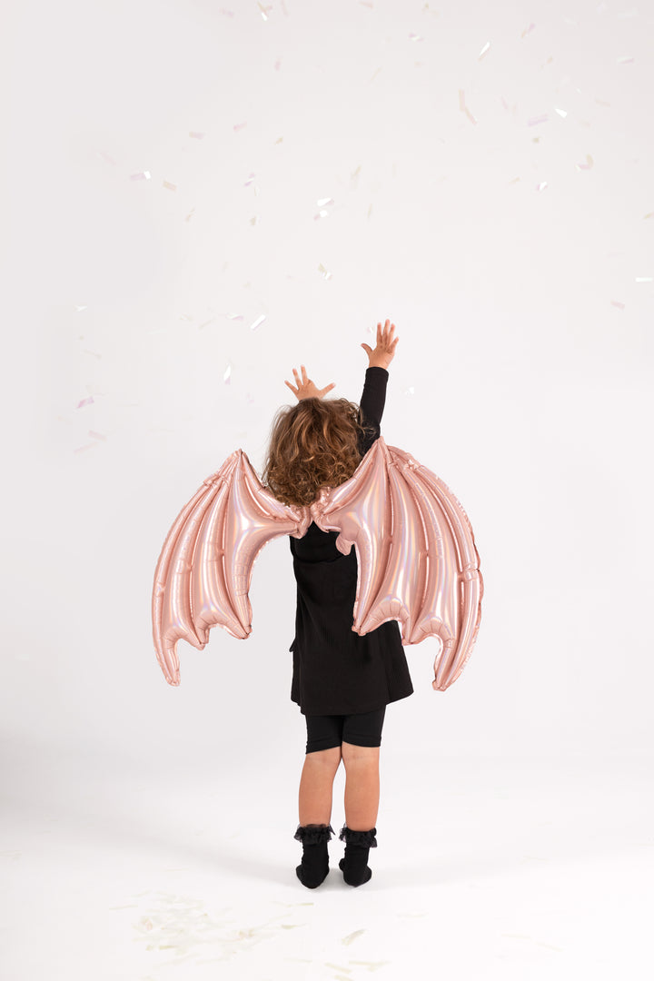 [PartyDeco]Foil Balloon Bat Wings, Pink Holographic, 85 x 50 cm