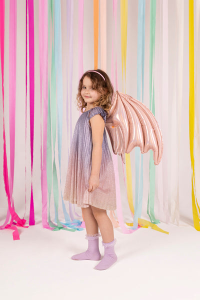 [PartyDeco]Foil Balloon Bat Wings, Pink Holographic, 85 x 50 cm