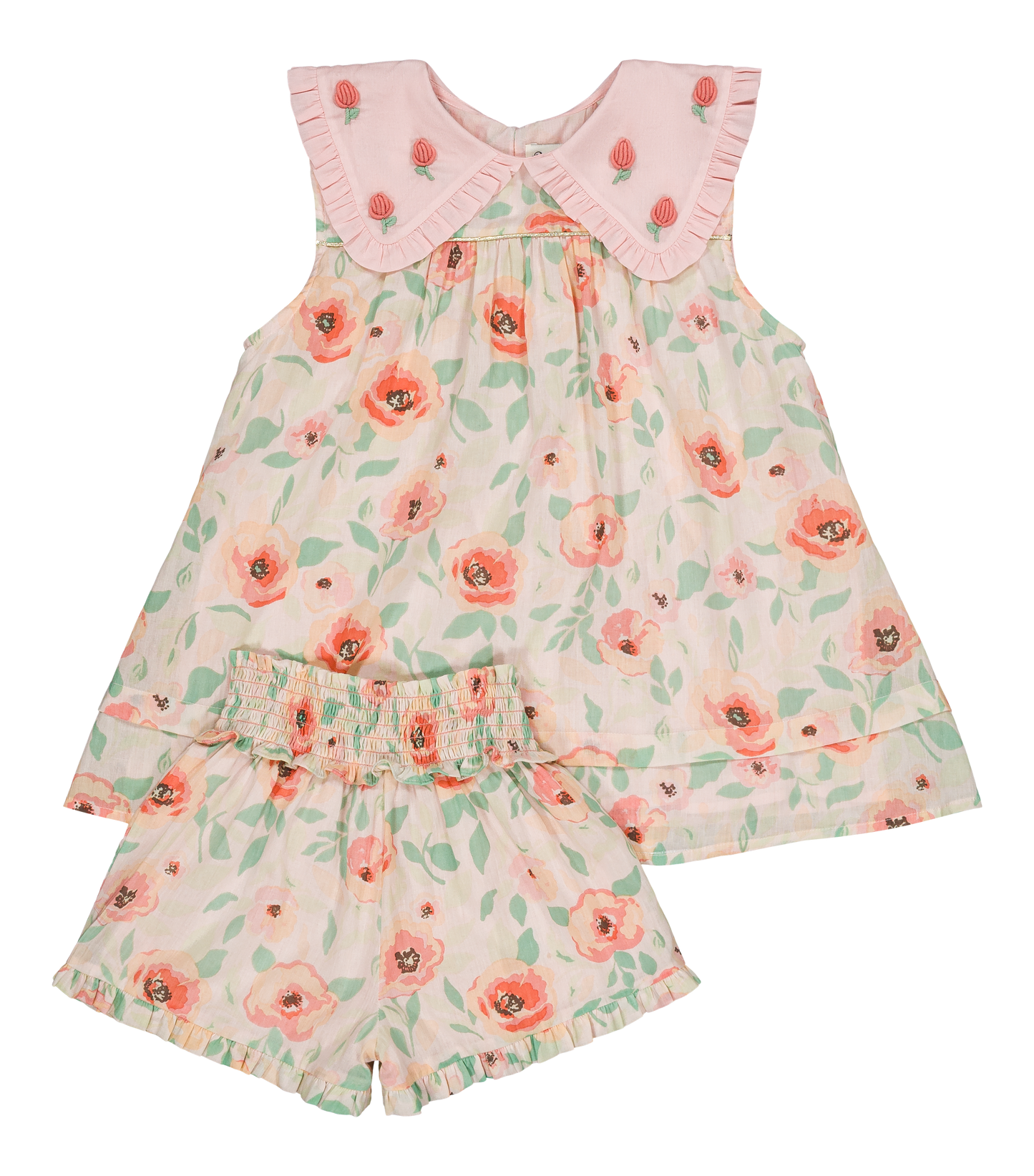 [Bachaa] Flamingo Blouse & Short Set - Poppy Print