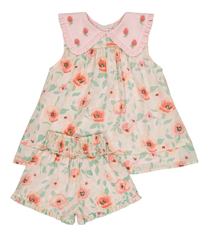 [Bachaa] Flamingo Blouse & Short Set - Poppy Print