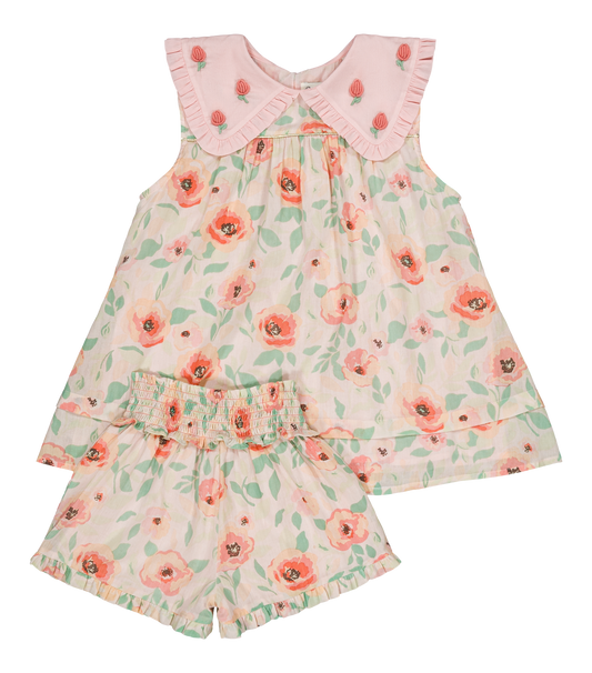 [Bachaa] Flamingo Blouse & Short Set - Poppy Print
