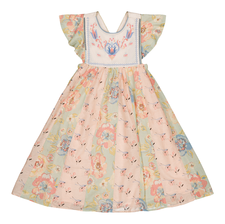 [Bachaa] Floraison Long Dress - Bird/Watercolor  Print