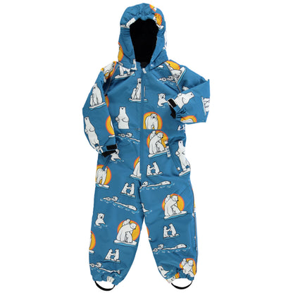 [Smafolk] Snowsuit With Polar Bear - Solid Blue