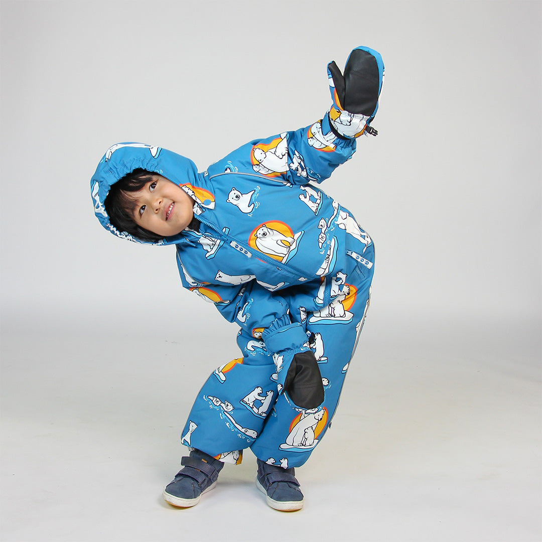 [Smafolk] Snowsuit With Polar Bear - Solid Blue