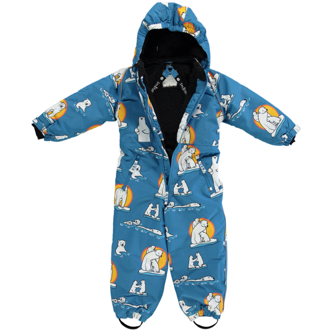 [Smafolk] Snowsuit With Polar Bear - Solid Blue