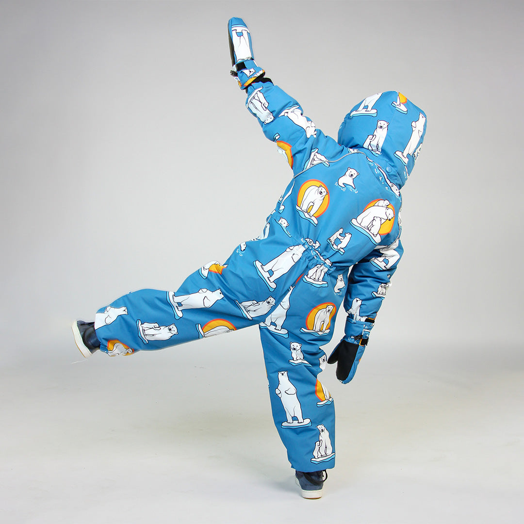 [Smafolk] Snowsuit With Polar Bear - Solid Blue