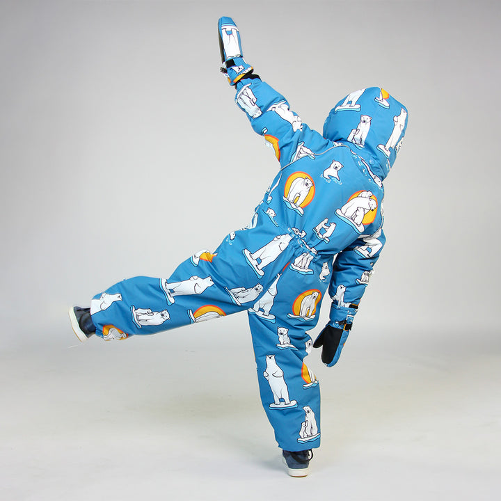 [Smafolk] Snowsuit With Polar Bear - Solid Blue