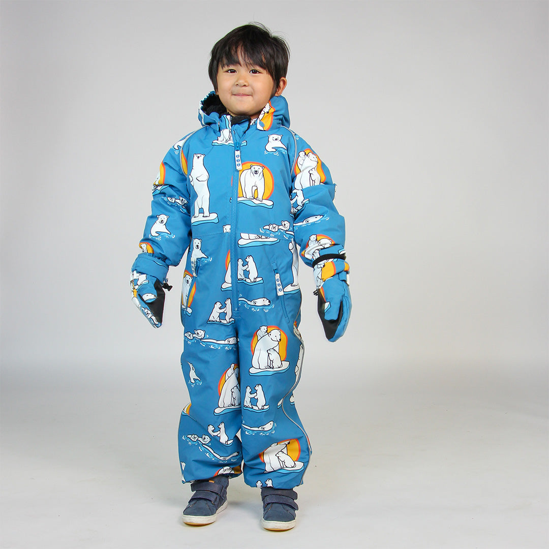 [Smafolk] Snowsuit With Polar Bear - Solid Blue