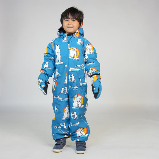 [Smafolk] Snowsuit With Polar Bear - Solid Blue
