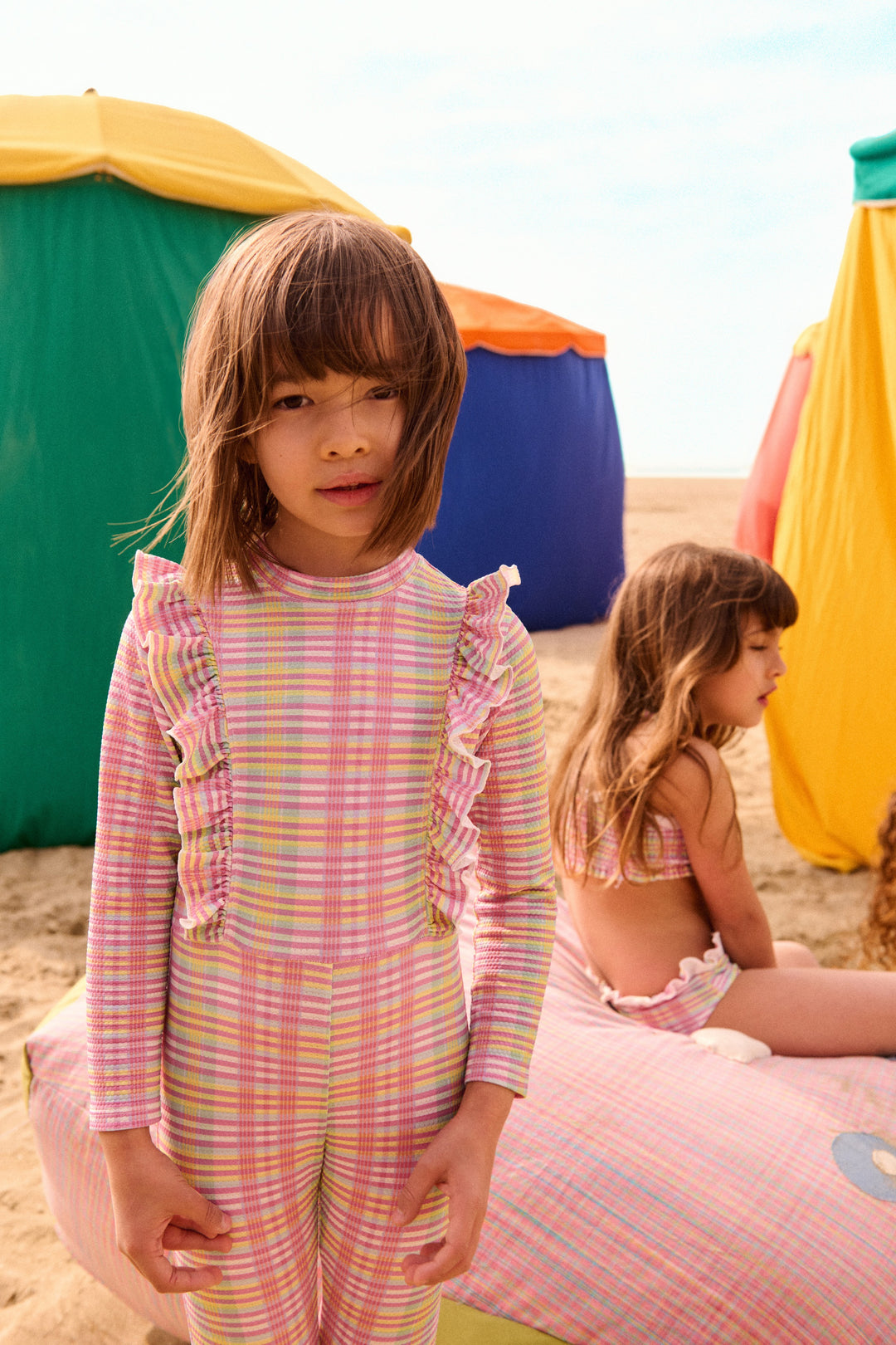 [Louise Misha] Bathing Jumpsuits Linette - Pink Island Checks