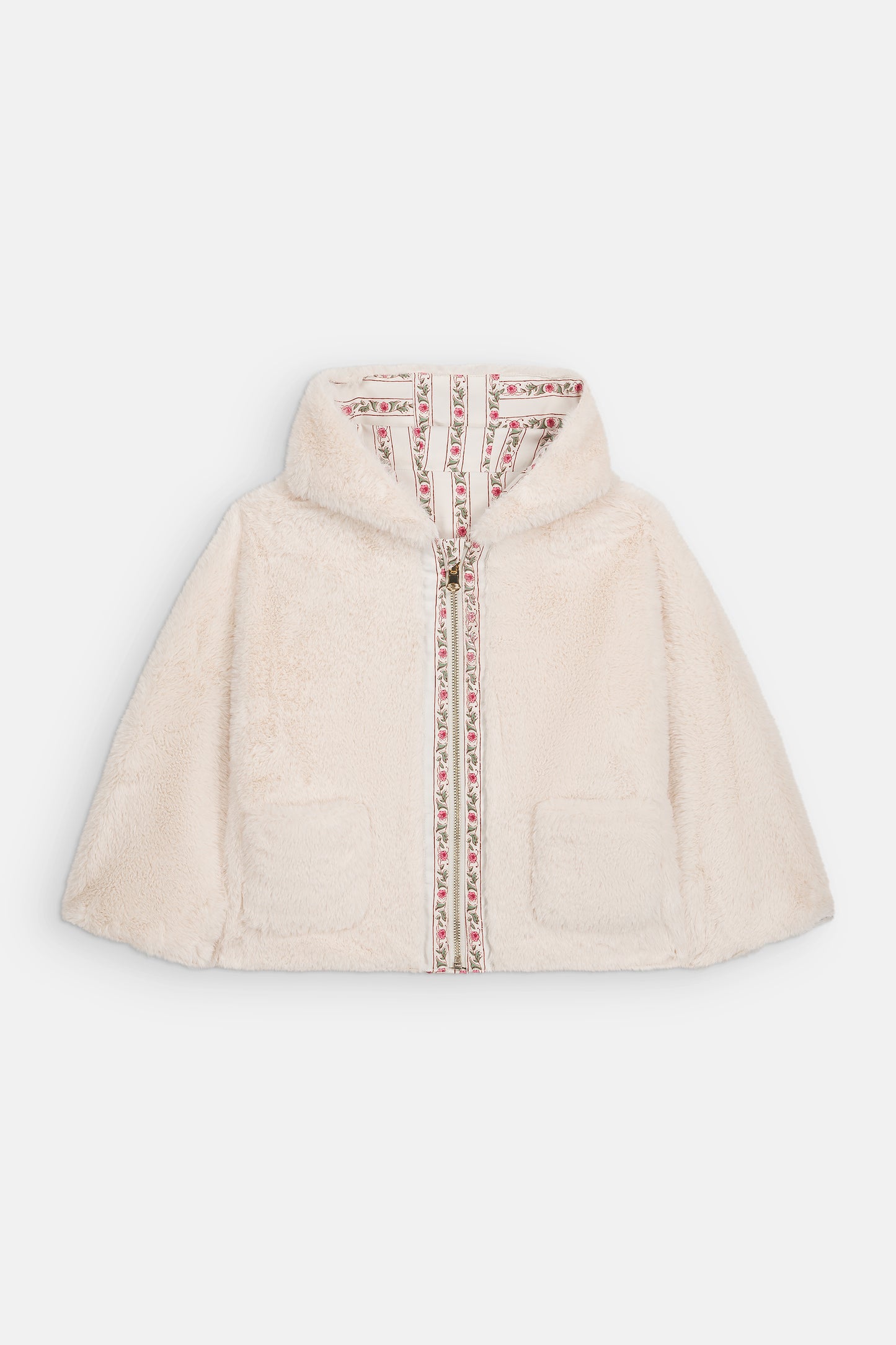 [Louise Misha] Reversible Coat Felvet - Cream Flower Beds