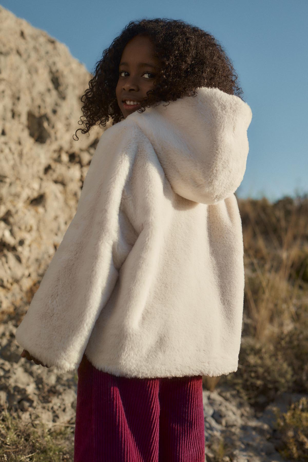 [Louise Misha] Reversible Coat Felvet - Cream Flower Beds