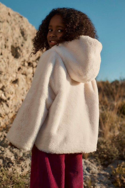 [Louise Misha] Reversible Coat Felvet - Cream Flower Beds