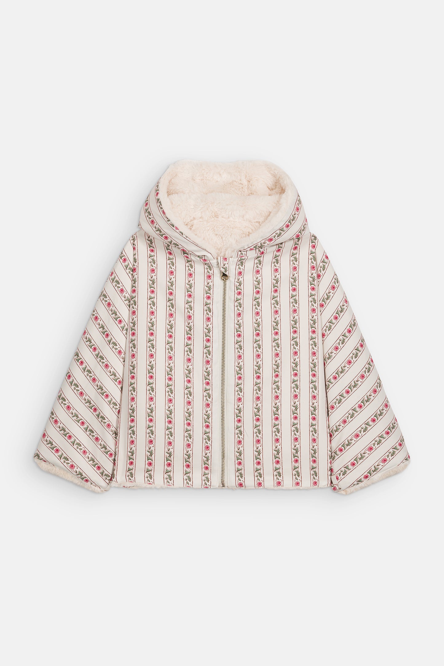[Louise Misha] Reversible Coat Felvet - Cream Flower Beds