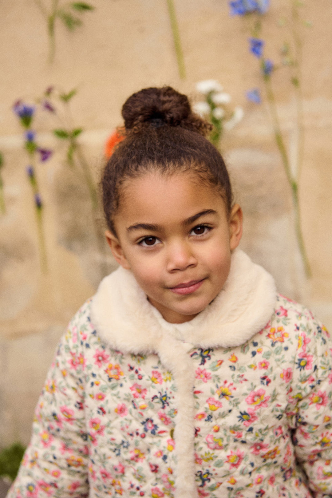 [Louise Misha] Reversible Coat Dalila - Cream Wild Flowers