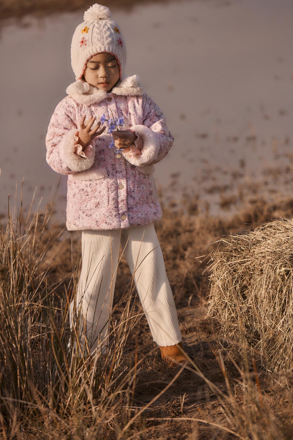 [Louise Misha]Reversible Coat Dalila - Pink Linden Blossom