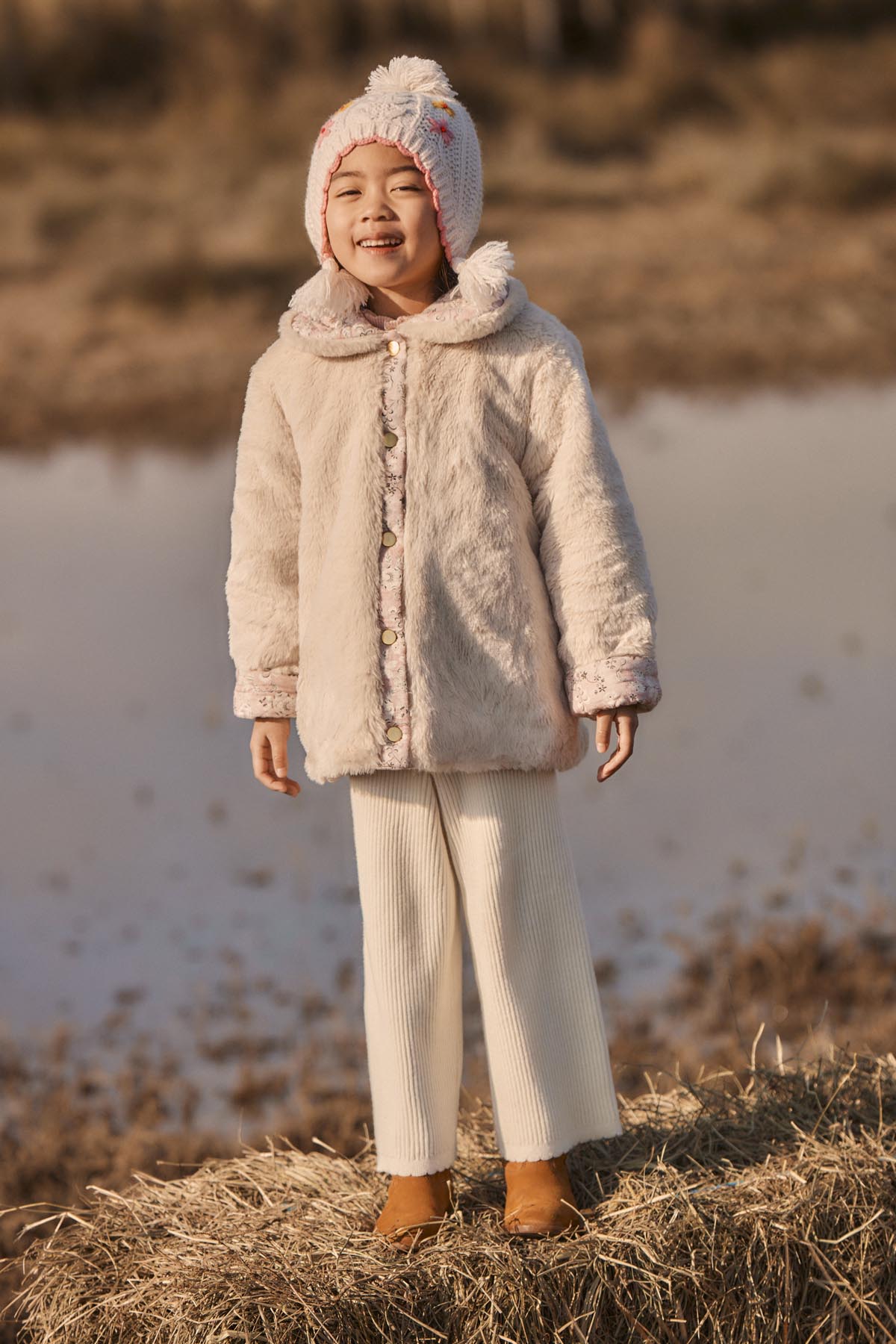 [Louise Misha]Reversible Coat Dalila - Pink Linden Blossom