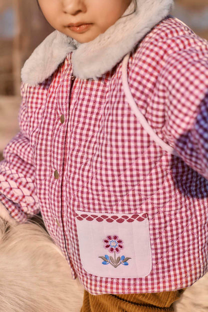 [Louise Misha]Reversible Coat Jasmina - Raspberry Checks