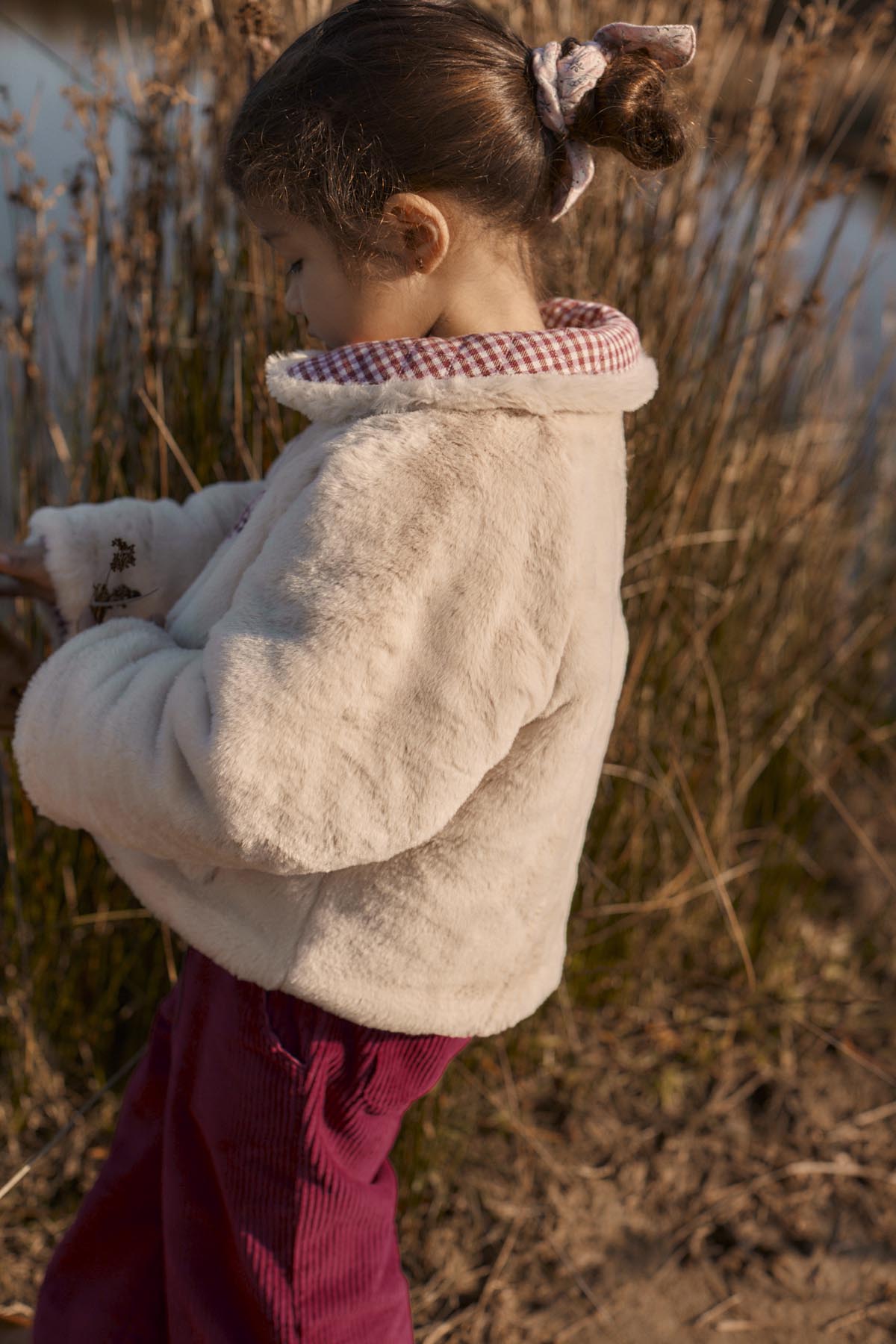 [Louise Misha]Reversible Coat Jasmina - Raspberry Checks
