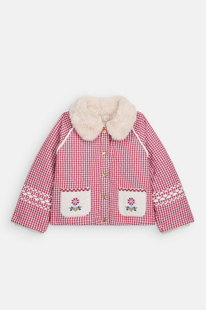 [Louise Misha]Reversible Coat Jasmina - Raspberry Checks