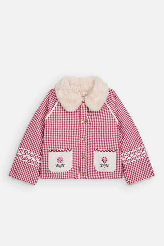[Louise Misha]Reversible Coat Jasmina - Raspberry Checks