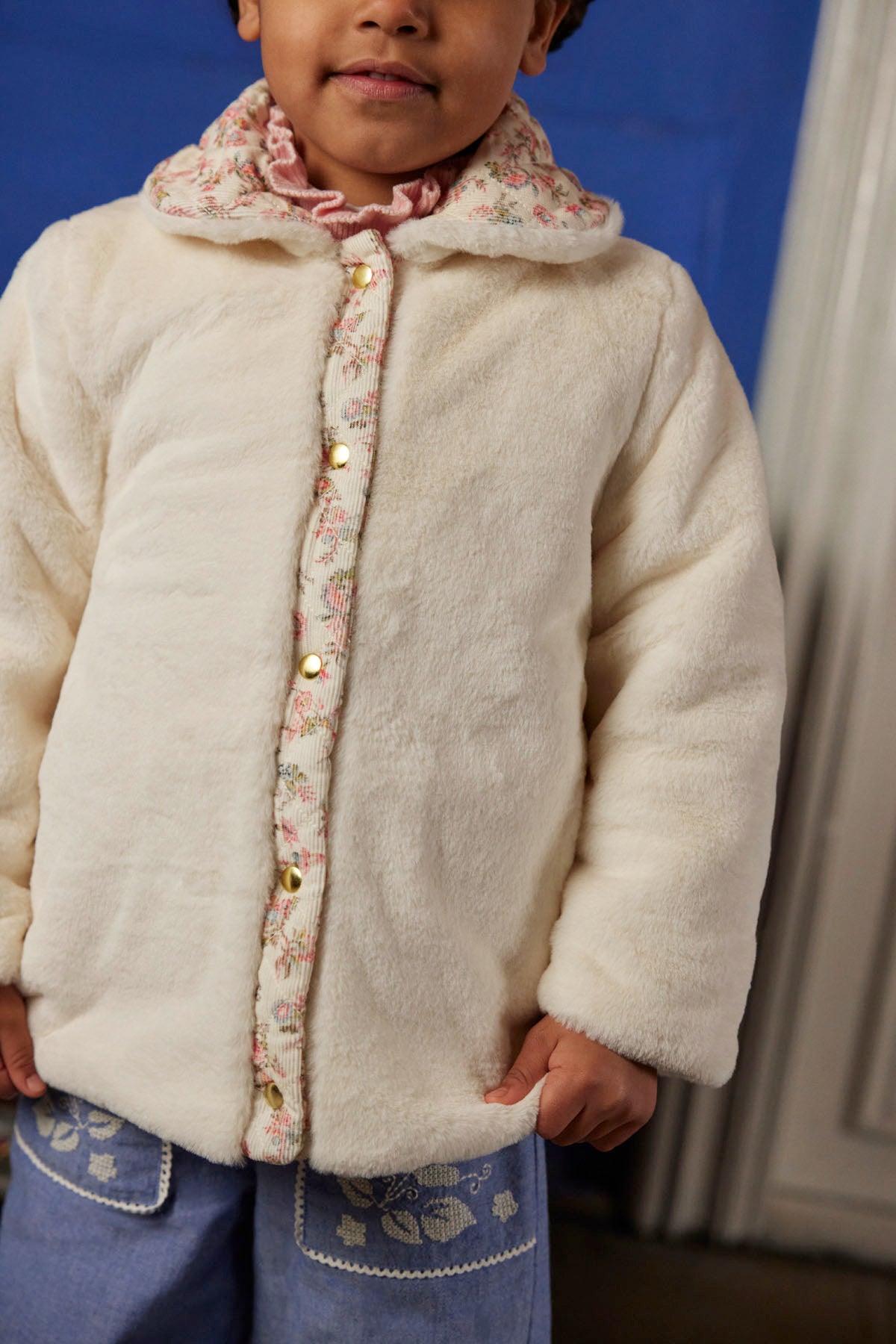 [Louise Misha]Reversible Coat Dalila - Cream Carnation Vale