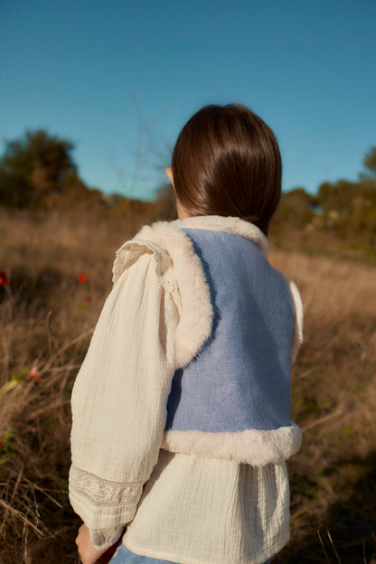 [Louise Misha]Sleeveless Jacket Librana - Light Blue