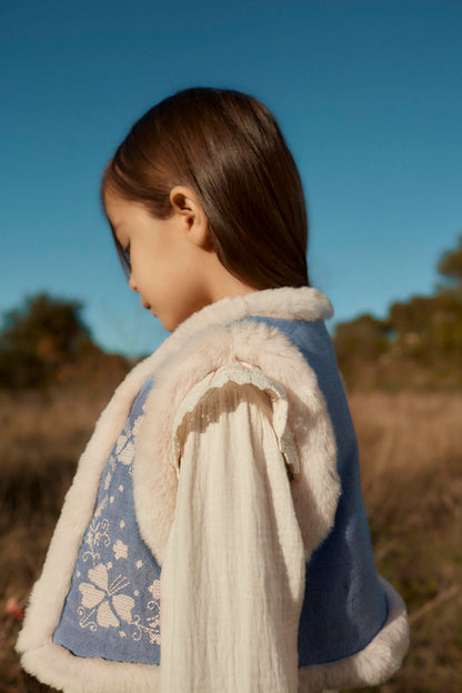 [Louise Misha]Sleeveless Jacket Librana - Light Blue