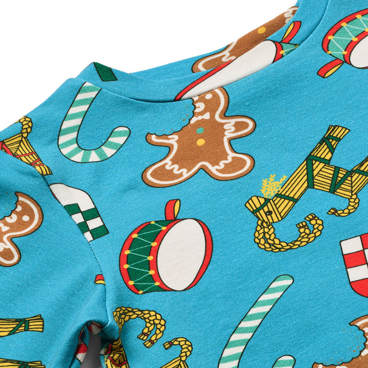 [Smafolk] Gala Long Sleeve With Christmas Decorations - Creamy Blue