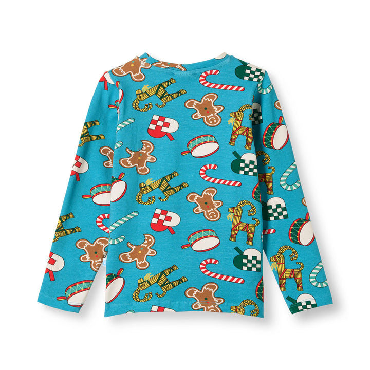 [Smafolk] Gala Long Sleeve With Christmas Decorations - Creamy Blue