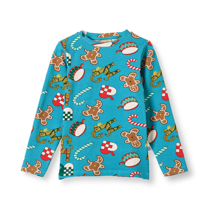 [Smafolk] Gala Long Sleeve With Christmas Decorations - Creamy Blue