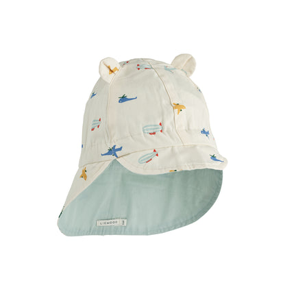 [Liewood] Gorm Reversible Sun Hat With Ears - Aviator / Ecru