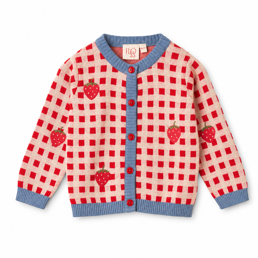 [Floss]Hollie Cardigan - Berry Red Gingham