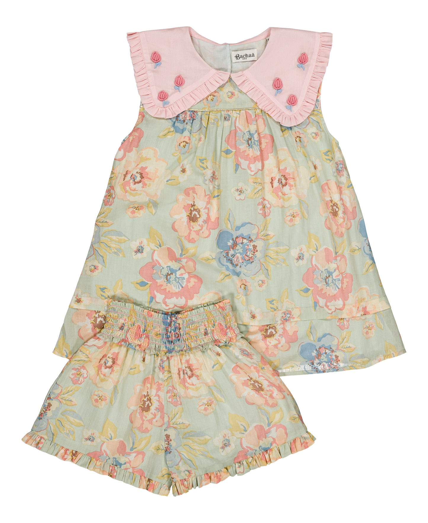 [Bachaa] Ice Flow Blouse & Short Set - Watercolor print