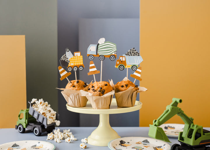 Cupcake toppers - Construction vehicles, 4-7 cm, mix