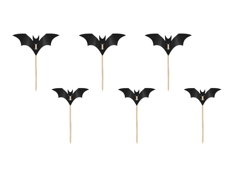 [PartyDeco]Bat Cupcake Decorations, black, 3.6-4.7cm