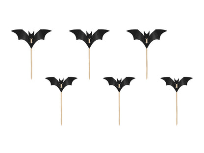 [PartyDeco]Bat Cupcake Decorations, black, 3.6-4.7cm