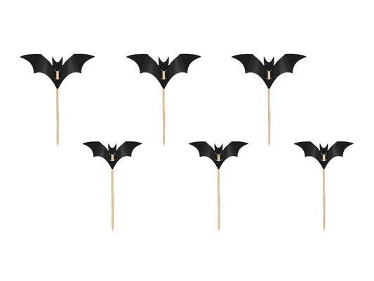 [PartyDeco]Bat Cupcake Decorations, black, 3.6-4.7cm