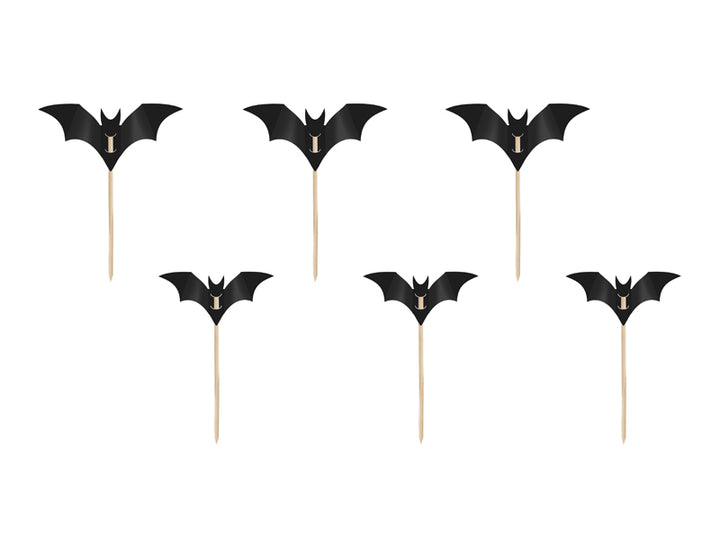 [PartyDeco]Bat Cupcake Decorations, black, 3.6-4.7cm