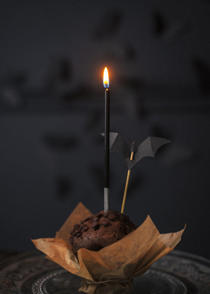 [PartyDeco]Bat Cupcake Decorations, black, 3.6-4.7cm