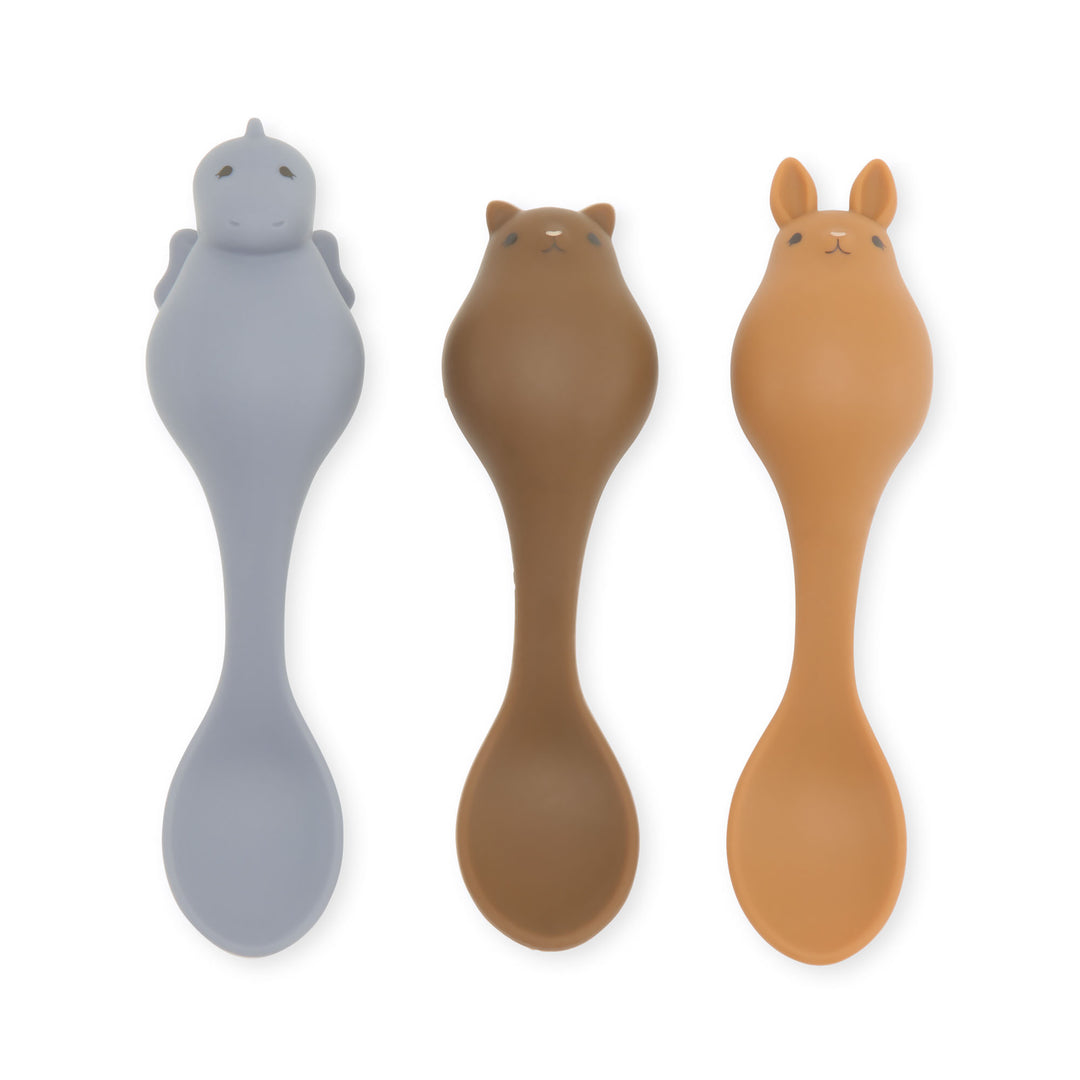 konges sloejd 3pack friends spoon silicone caramel mix